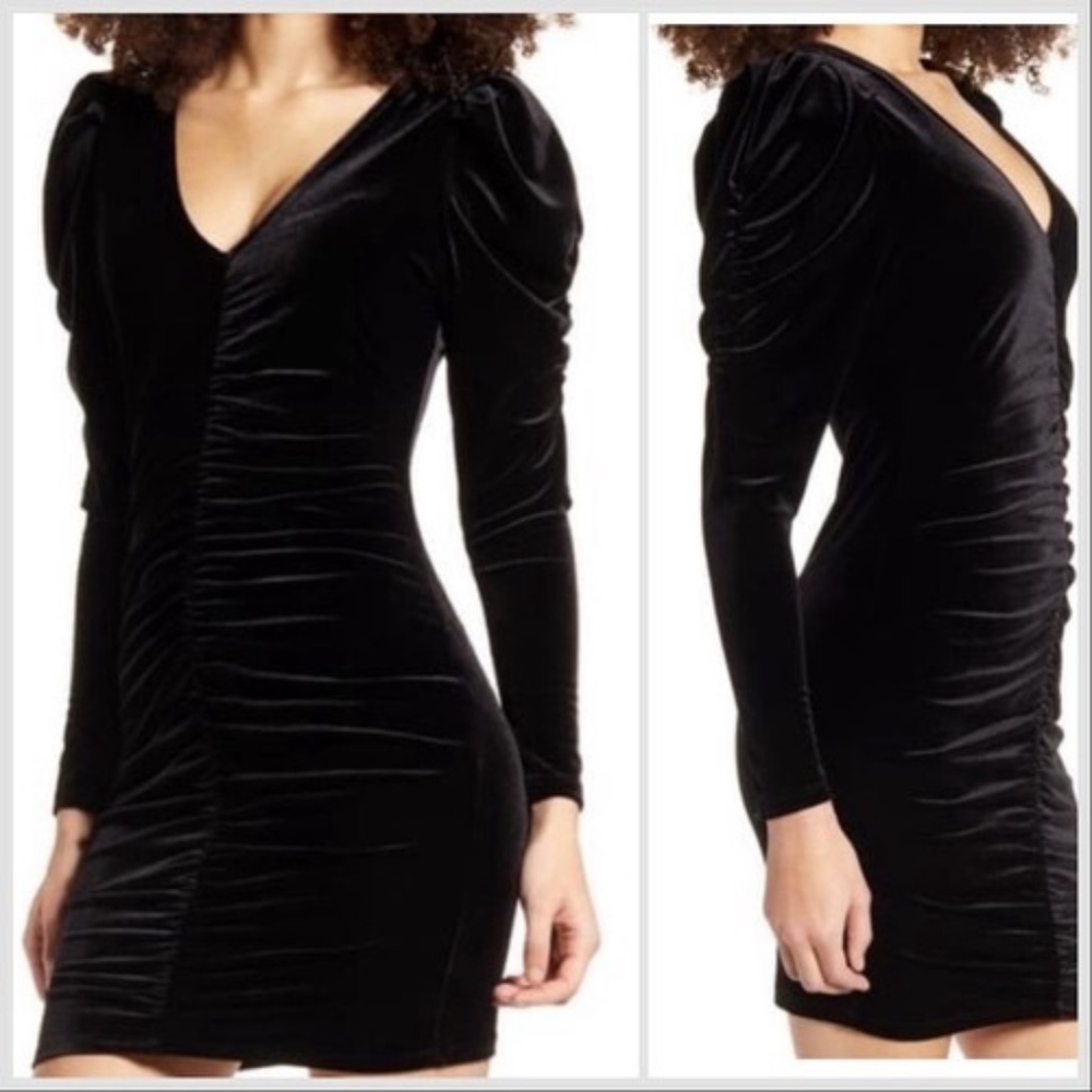 Leith Black Velvet 80s Style Party Cocktail Dress Size S
